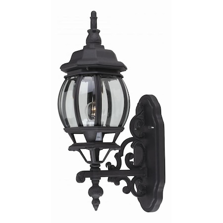 One Light Black Clear Beveled Glass Wall Lantern